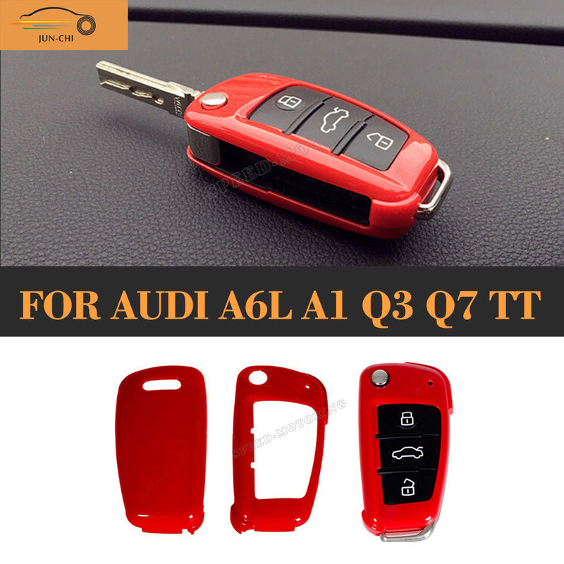 Black ABS Carbon Fiber Car Key Cover Case for Audi A6l A1 Q3 Q7 TT R8 A3 S3 S3 ABS Black