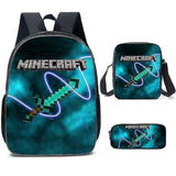 Minecraft-themed school bags for elementary and middle school students, Minecraft game peripheral backpack three-piece set K