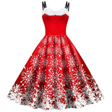 Snowflake Digital Print Dress Women Suspender Casual Dress BS