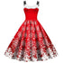 Snowflake Digital Print Dress Women Suspender Casual Dress BS