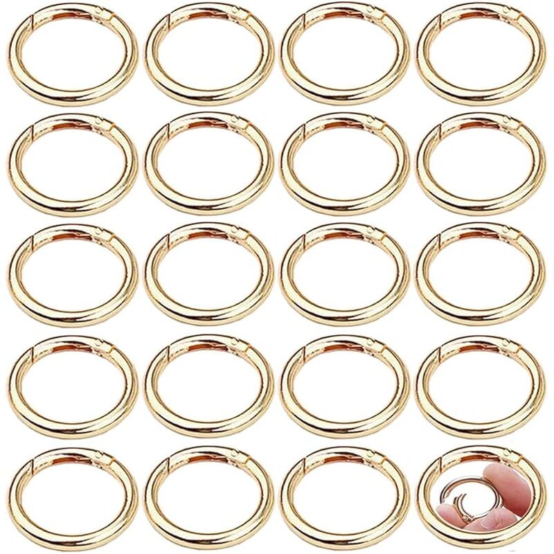 30pcs 33mm Round Gold Snap Spring Ring Carabiner Keychain Hooks Zinc Alloy for Crafts Bag Accessories