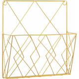 Wall Mounted Metal Newspaper Magazine Rack Storage Organizer Gold Compatible with Standard Sizes