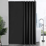 Waterproof Shower Curtain with Hooks - Anti-Mildew Washable Polyester Fabric - Black Bathroom Curtain 100x180cm