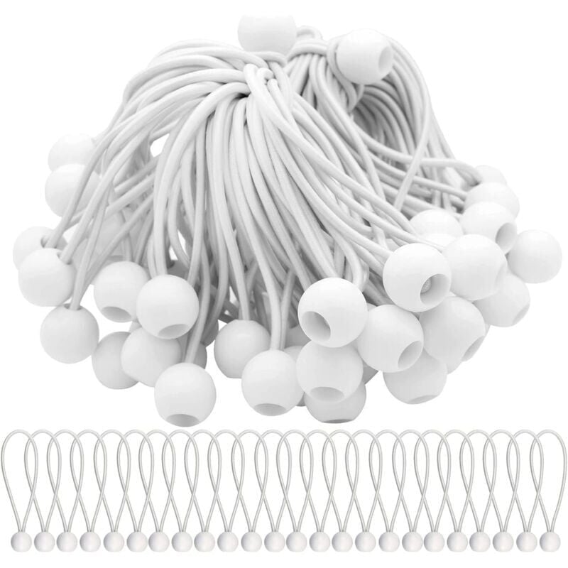 Elastic Rubber Straps with Balls for Marquees Tents Banners Tarpaulins 50 Pack