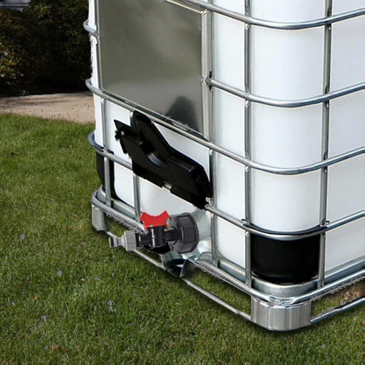 Accessories for 1000L IBC tanks: Adapter cap + 4-point butterfly faucet + black nipple (Teflon tape included)