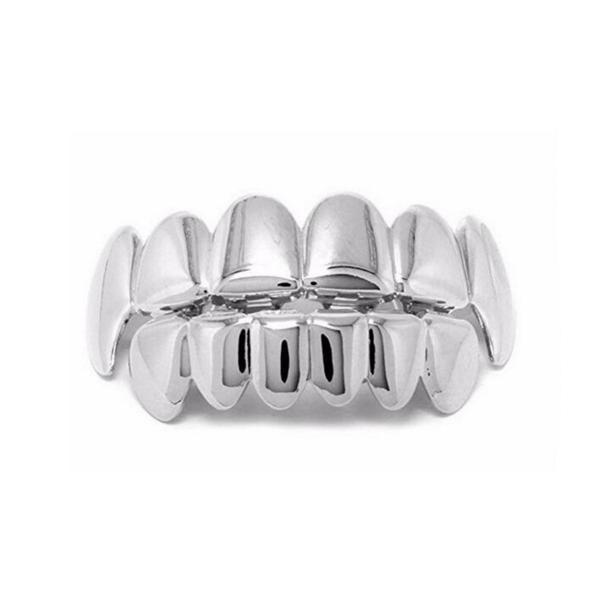 2-pack Silver Grillz Compatible with ASAP Hip Hop Bling Jewelry for Teeth