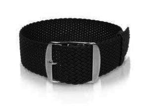 Perlon Bracelet 16 18 20mm XL Black Compatible with Swiss Brands