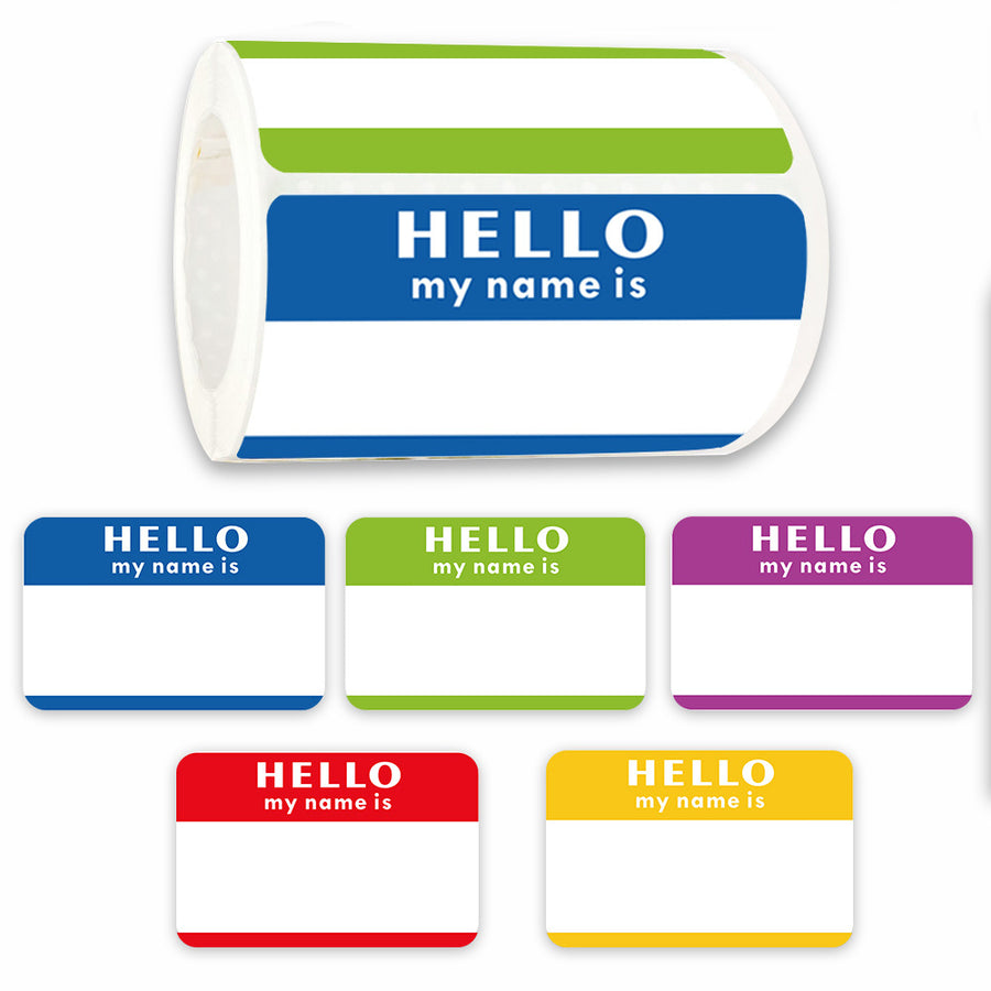 5 Colors (Hello My Name Is) Nameplate Stickers 300 Labels for