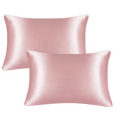 Satin Silk Pillowcase for Hair and Skin, Standard Size Pillowcase, 2-Pack, Super Soft Pillowcase with Envelope Closure