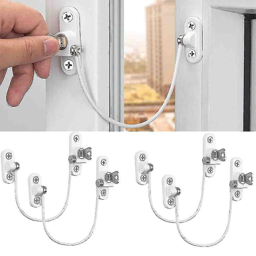 4 pcs Window Limiter, Window Limiter, Childproof Window Lock, Window Lock, Door Lock - White