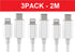 Compatible with Apple Lightning Cable 3-Pack 2m USB-C Charging and Data Transfer White