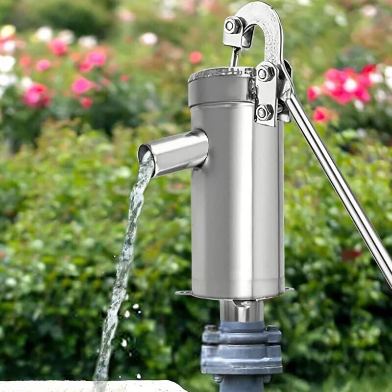 Hand Pump Manual Water Pump Stainless Steel Groundwater Up to 10m Depth