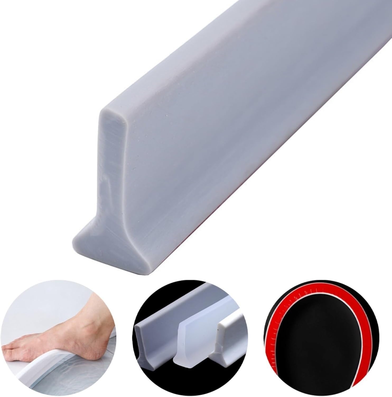 Shower Threshold / Water Barrier – Self-adhesive shower strip – 2m Grey