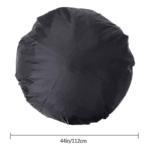 Outdoor Round Fire Pit Cover 112cm Waterproof Black Compatible with Patio
