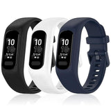 Compatible with Garmin Vivosmart 5 Wristbands, 3pcs Soft Silicone Replacement Sports Bands in Black White Blue