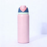 Insulated Stainless Steel Water Bottle with Straw,Pink color blocking & 24 oz, BPA-Free, for Travel, Sports, Outdoors