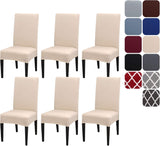 Dining Room Chair Covers, Stretchy Washable Removable Set of 6 Beige Seat Protectors Compatible with Hotel Chairs