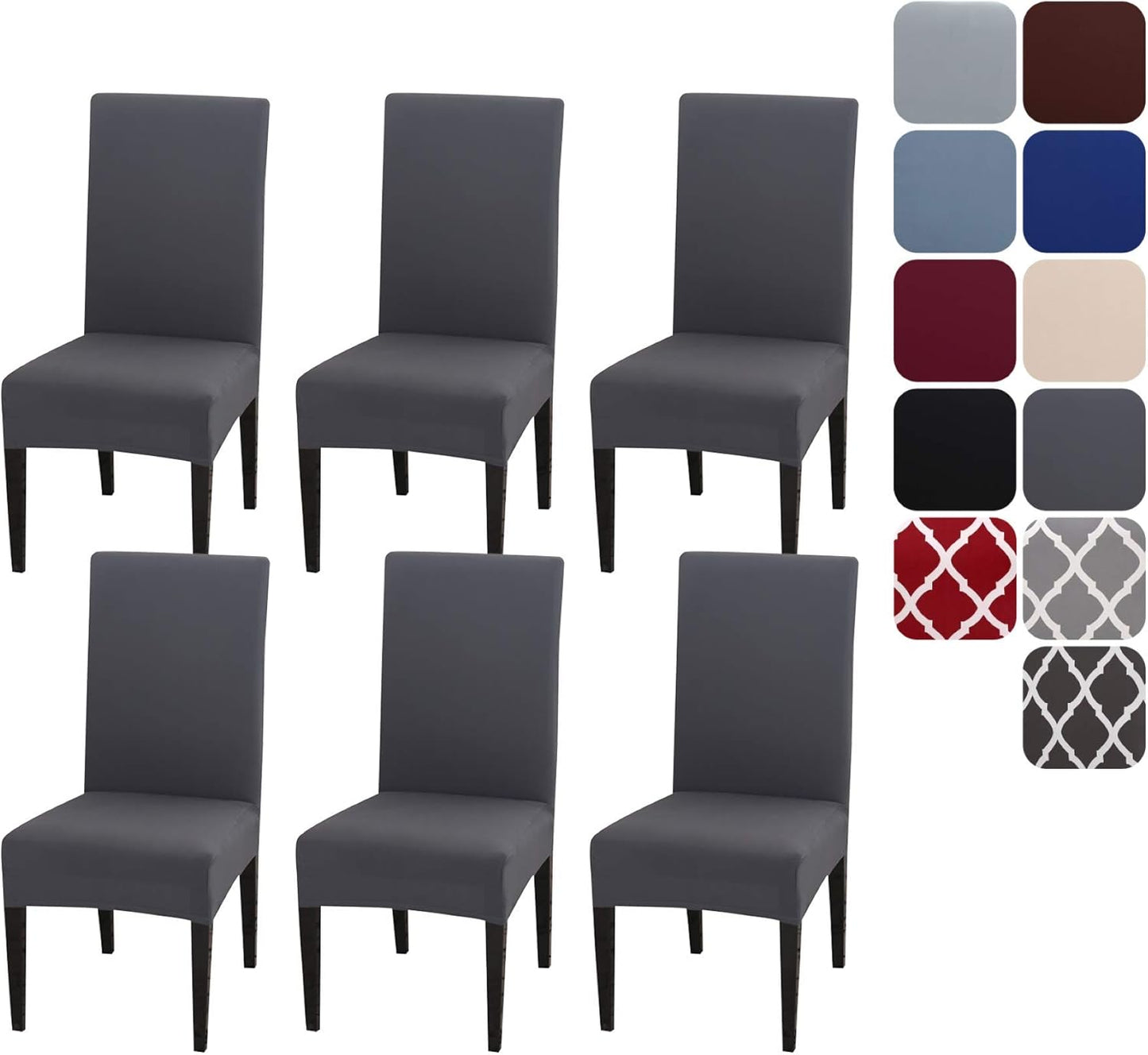 Stretch Chair Covers Set of 4 or 6, Removable Washable Slipcovers for Dining Chairs, Grey Pack of 6, for Home \u0026 Hotel Decoration