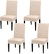 Stretch Washable Chair Covers Set of 4, Removable Slipcovers for Hotel, Beige