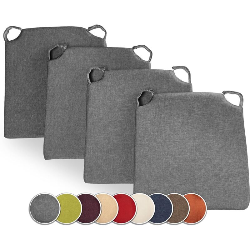 Trapezoidal Chair Cushions Set of 4 Comfortable Seat with Inner and Outer Velcro Dimensions 42cm Back 35cm Front