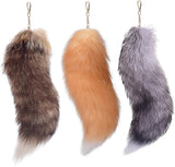 Therian Fox Tail Keychain, 40cm Fluffy Faux Fur with Lock, Cosplay Costume Handbag Accessory for Adult Women