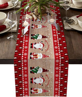 Christmas Table Runner 46x183 cm Red Checkered Santa Rustic for Christmas Birthday Parties Kitchen Dining Tables Home Decor