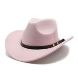 Cowboy Hat Pink Felt Rolled Brim Riding Hat for Men Women Compatible with American Western Style