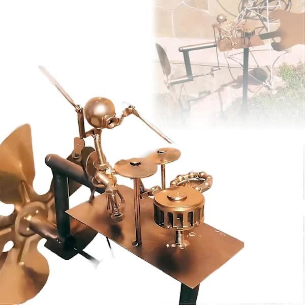 Compatible with Yard Lawn, Drummer Weather Vane Handmade Metal Garden Decoration Statue, Rock Art Wind Spinner