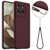 Motorola Edge 50 5G Case MagSafe Compatible Liquid Silicone Case with Lanyard Black Multicolor Burgundy