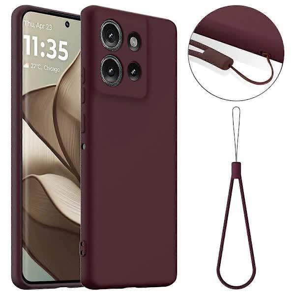 Motorola Edge 50 5G Case MagSafe Compatible Liquid Silicone Case with Lanyard Black Multicolor Burgundy