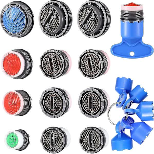 12pcs Sink Faucet Aerator Replacement with 5pcs Removable Key Tool Compatible with Oral-B and Braun M16.5 18.5 21.5 24mm