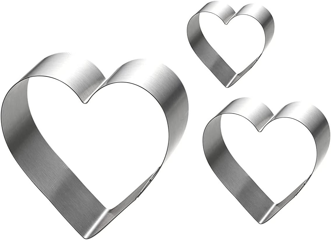 Siking Stainless Steel 4 / 6 / 8 Inch Heart Cake Ring Mold Heart Cutter Pancake Mold For Mousse Cheese Cookie Salads Onigiri (Heart) H 11- 2