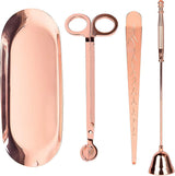 Candle Accessory Set 4 in 1, Wick Trimmer, Cutter, Snuffer Kit, Dipper for Scented Lover, Care Tools, Christmas Thanksgiving Gift, Ideal Gift(Rose Gold)