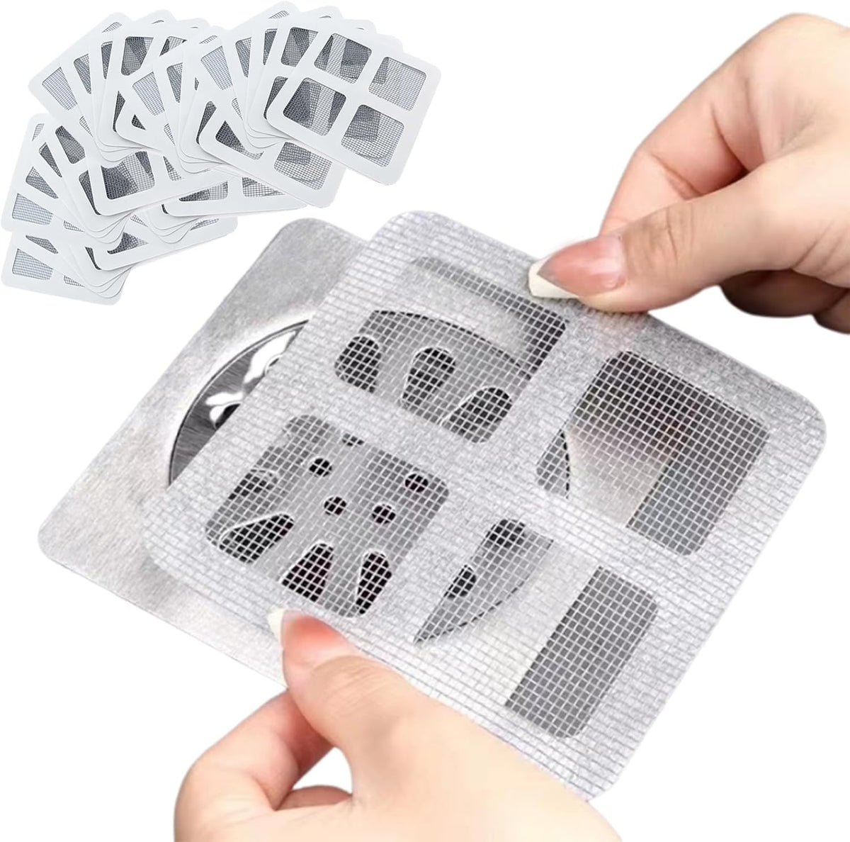 Disposable Hair Drain Stickers, 4" X 4"Disposable Shower Floor Drain Sticker, Disposable mesh Cover Sewer Filter Screen for Bathroom, Laundry,Sink,Tub,and Kitchen (30pcs)