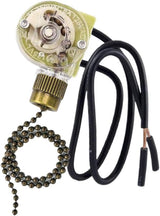Ceiling Fan Light Switch Zing Ear Pull Chain Switch ZE-109 Fan Light Switch, On-Off Speed with Pull Chain Compatible with Ceiling Light Fans, Lamps and Wall Lights.(Bronze)