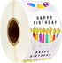 Happy Birthday Stickers, Round Happy Birthday Stickers,Waterproof Self Adhesive Stickers Happy Birthday with 500 pcs Round Label Rolls (1.5" Round - 500 Labels Per Roll) for Kids Party Decoration