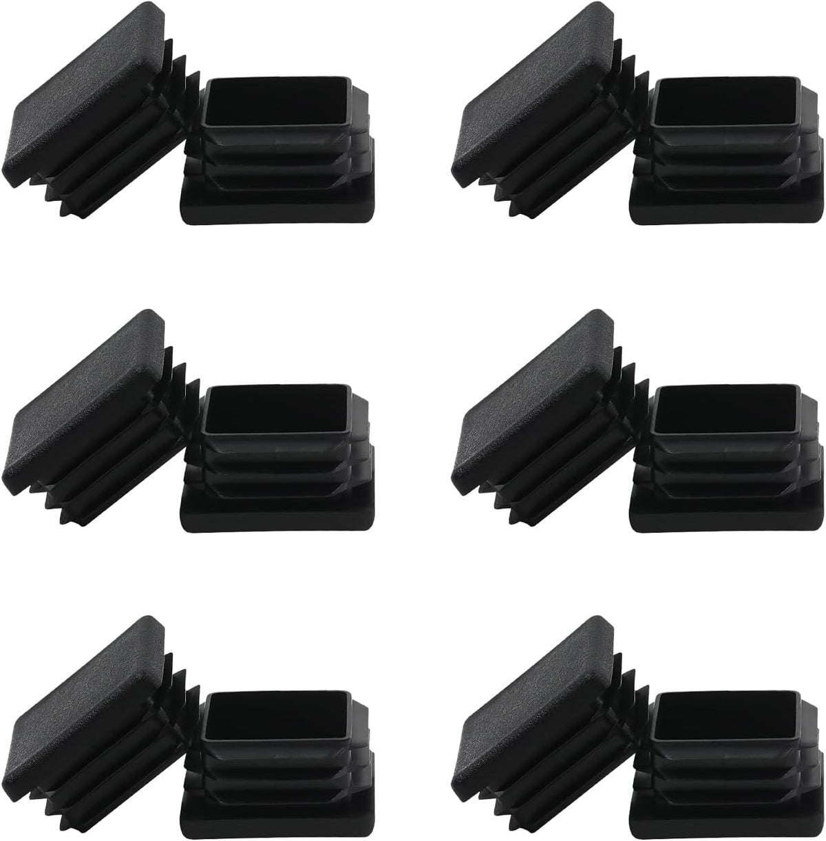 Black 2x2 inch square plastic tube end cap plug