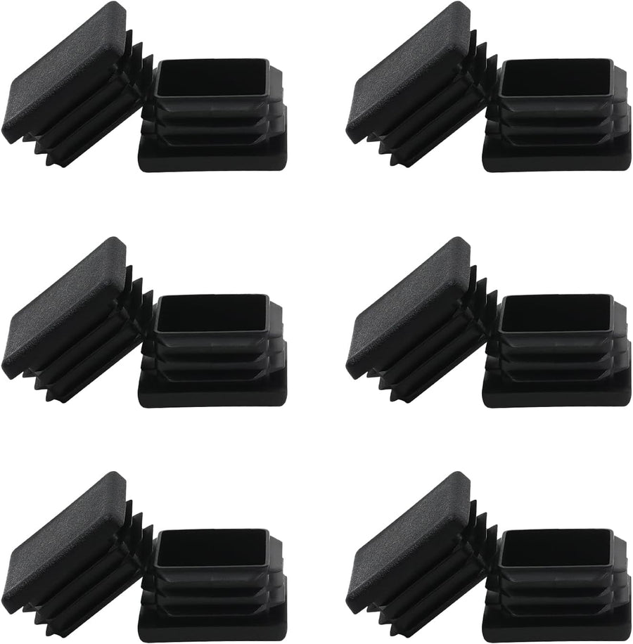 Black 2x2 inch square plastic tube end cap plug