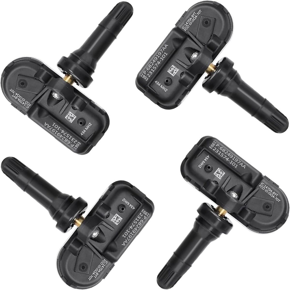 68249197AA TPMS Sensor Dodger RAM, 4-Pack 434MHz Tire Pressure Monitoring System Sensors Compatible with 2014-2018 Dodge Ram 1500 2500 3500 Jeep Cherokee Replaces 68239720AA 68157568AA