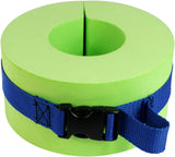 Two white foam swimming ankle bands