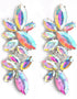 Iridescent Rhinestone Earrings for Prom, Sparkling Bridal Cluster Drop Dangle Stud Earrings, AB Crystal Pageant
