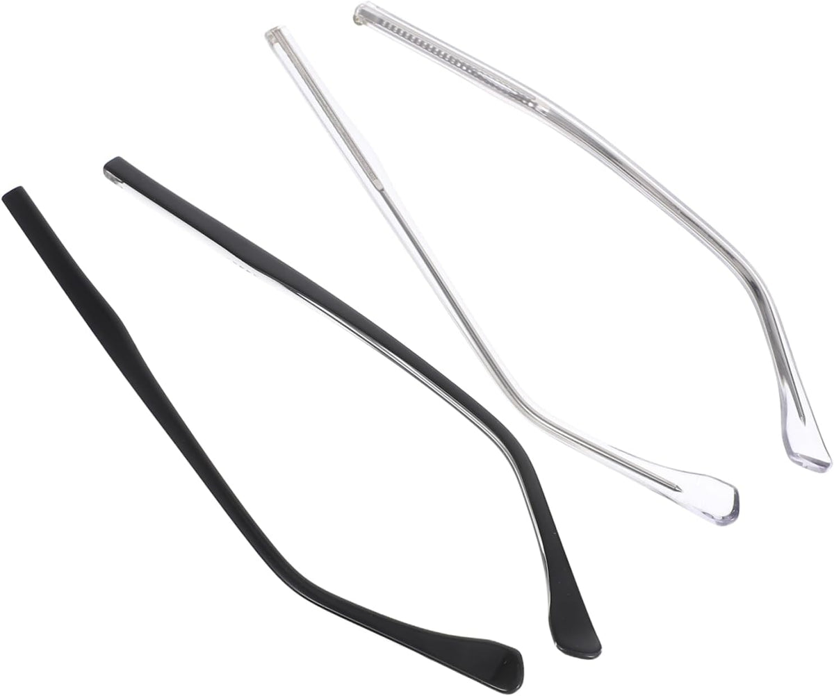 2 Sets Eyeglass Replacement Temples with Nose Pads Fit Glasses Repair Kit Includes Screws Washers Screwdriver of Durable Transparent Arms for Eyewear
