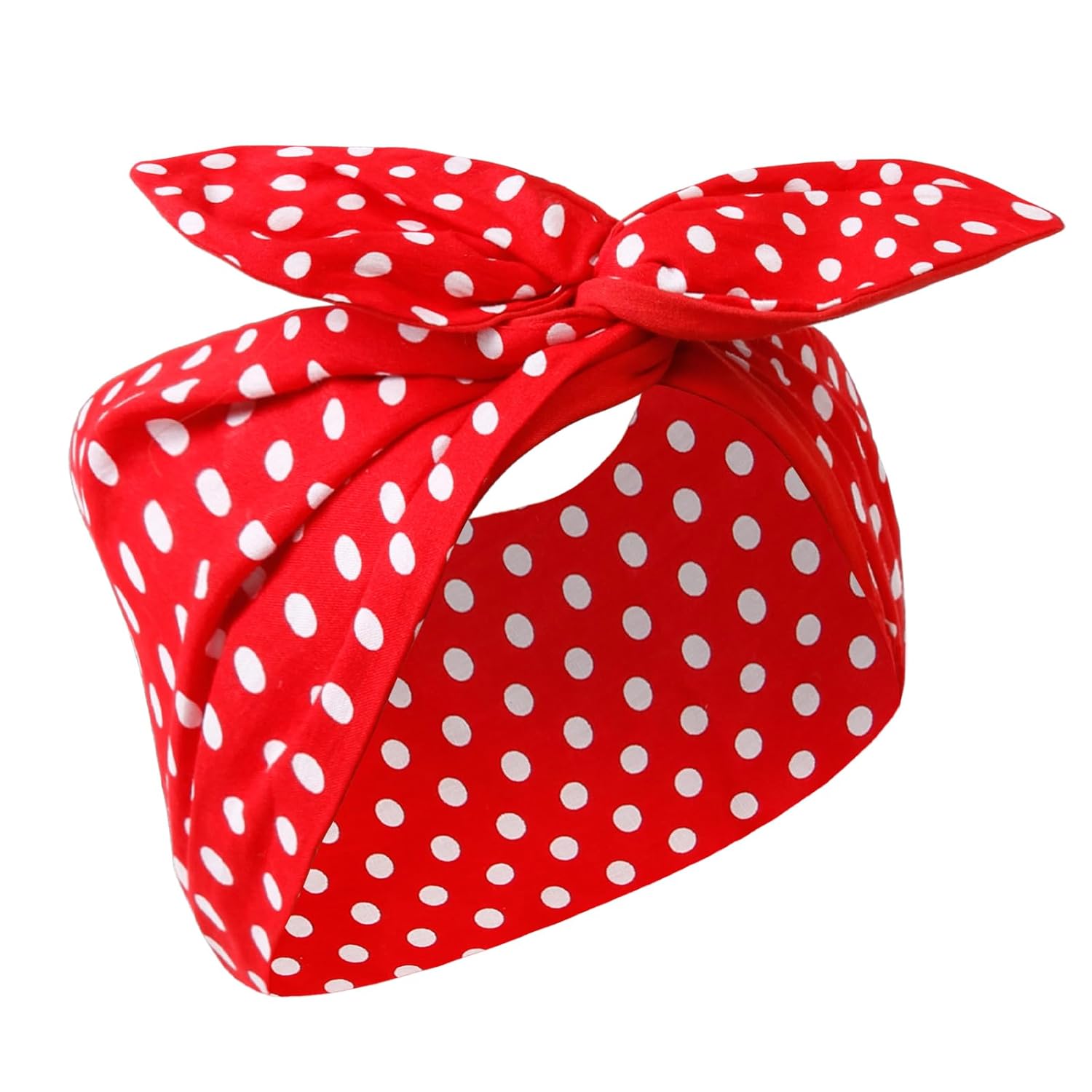 Red and White Polka Dot Bandana Headband Vintage Wire Hairband with Bow Wide Headbands Retro 50s Hair Accessories for Women Girls
