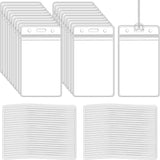 100 Pack Clear Plastic Luggage Bag Tag Holder Badge Label Tag Holder with 100 Pack Luggage Loops Straps for Office Business Travel Supplies