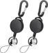 2 Pack Retractable Keychain Heavy Duty Retractable Badge Reel Carabiner with 30” Retractable Cord, Black
