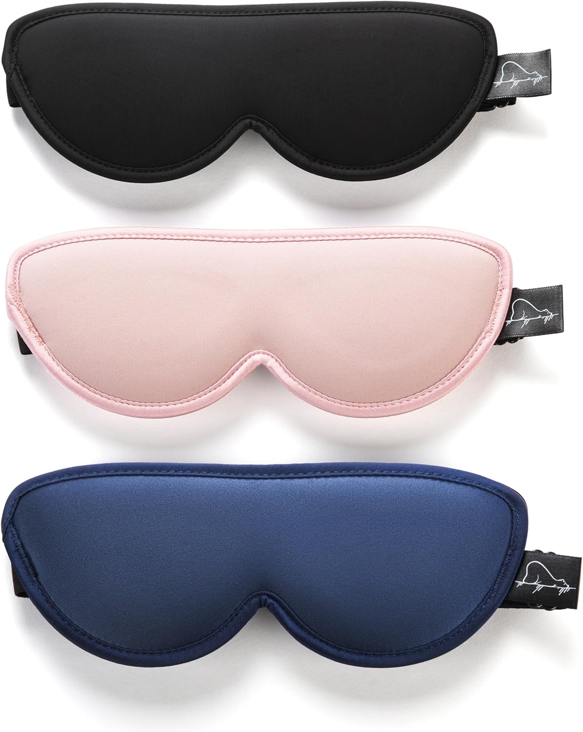 Sleep Masks for Petite Face Small Head,   3 Pack Stitched Eye Masks with Contoured Cups for Women Kids Children Teens, Machine Washable (Black, Blue, Pink)