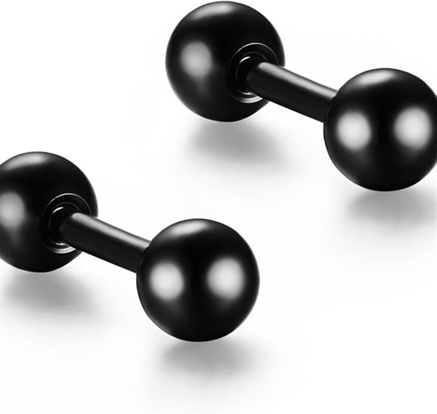 Titanium Steel Ball Stud Earrings Barbell Cartilage Tragus Helix Ear Piercing For Men Women, Black