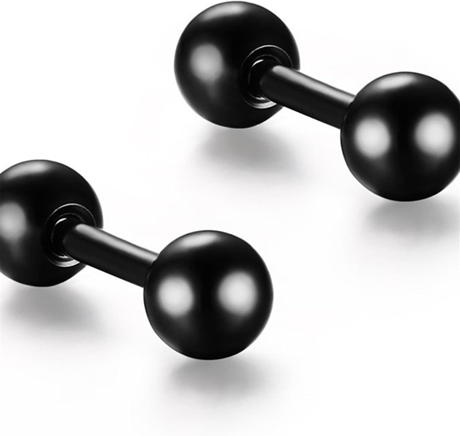 Titanium Steel Ball Stud Earrings Barbell Cartilage Tragus Helix Ear Piercing For Men Women, Black