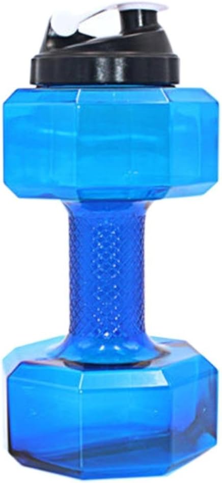 75 Oz (2.2 L) Dumbbell Shaped Water Bottle | Big Capacity | BPA Free | Flip Top Leak Proof lid | Blue