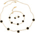Lucky Clover 18K Gold Plated Clover Necklace Bracelet Earring for Women Fashion Cute Simple Jewelry Sets Hypoallergenic Women Jewelry Gift (Black)